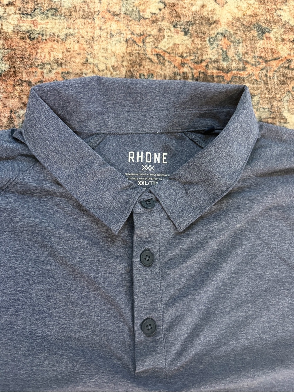 RHONE Men's Heather Navy Performance Polo